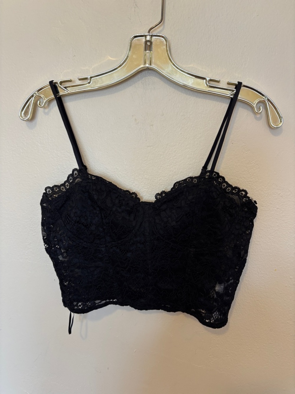 Zara Black Lace Bandeau Bralette with Double Straps